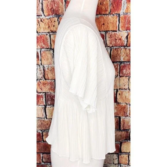 Madewell Texture & Thread Micropleat Cropped Top Ivory H8114 Women’s Small - Picture 3 of 6